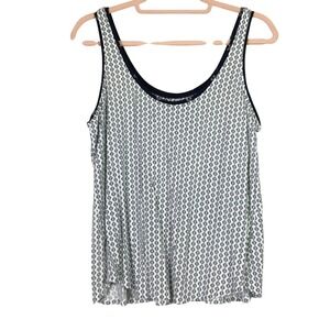 Soma Cool Nights Sleeveless Tank Top Navy White Geometric Shelf Bra Medium